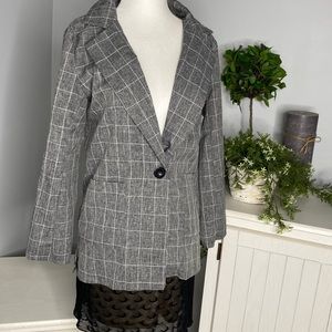 SHEIN Check Grey blazer single button size XS